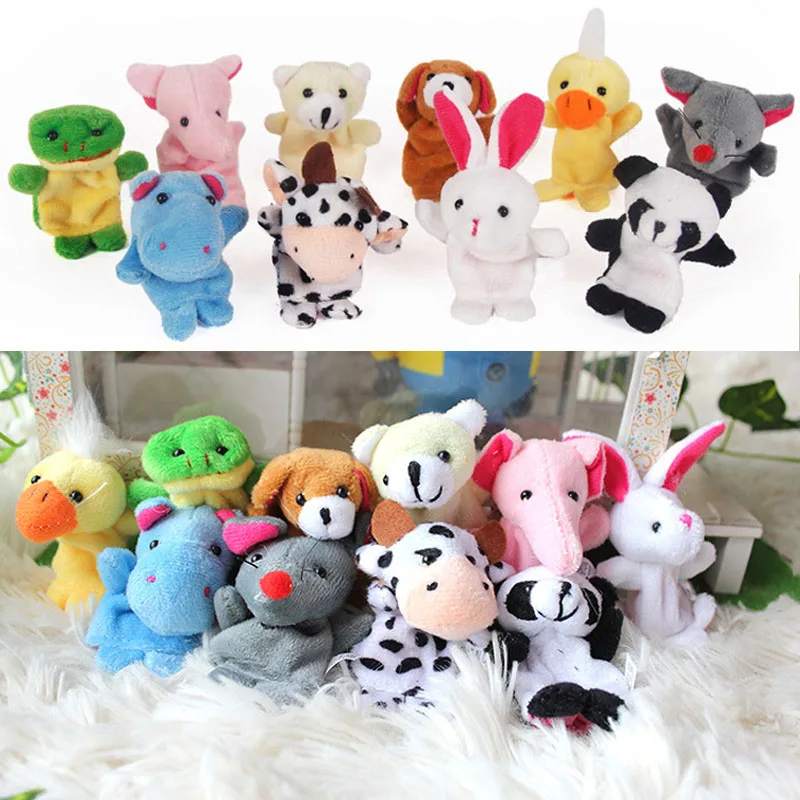 10 Pcs/Set Baby Plush Toy Finger Puppets Props Animal Doll Hand Puppet Kids Toys Children Gift AN88