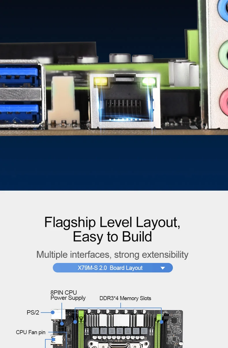 X79 Motherboard USB2.0 PCI-E 16X LGA2011 M ATX  X79M-S 2.0 Motherboard NVME M.2 SSD Support REG ECC Memory And Xeon E5 Processor computer mother board