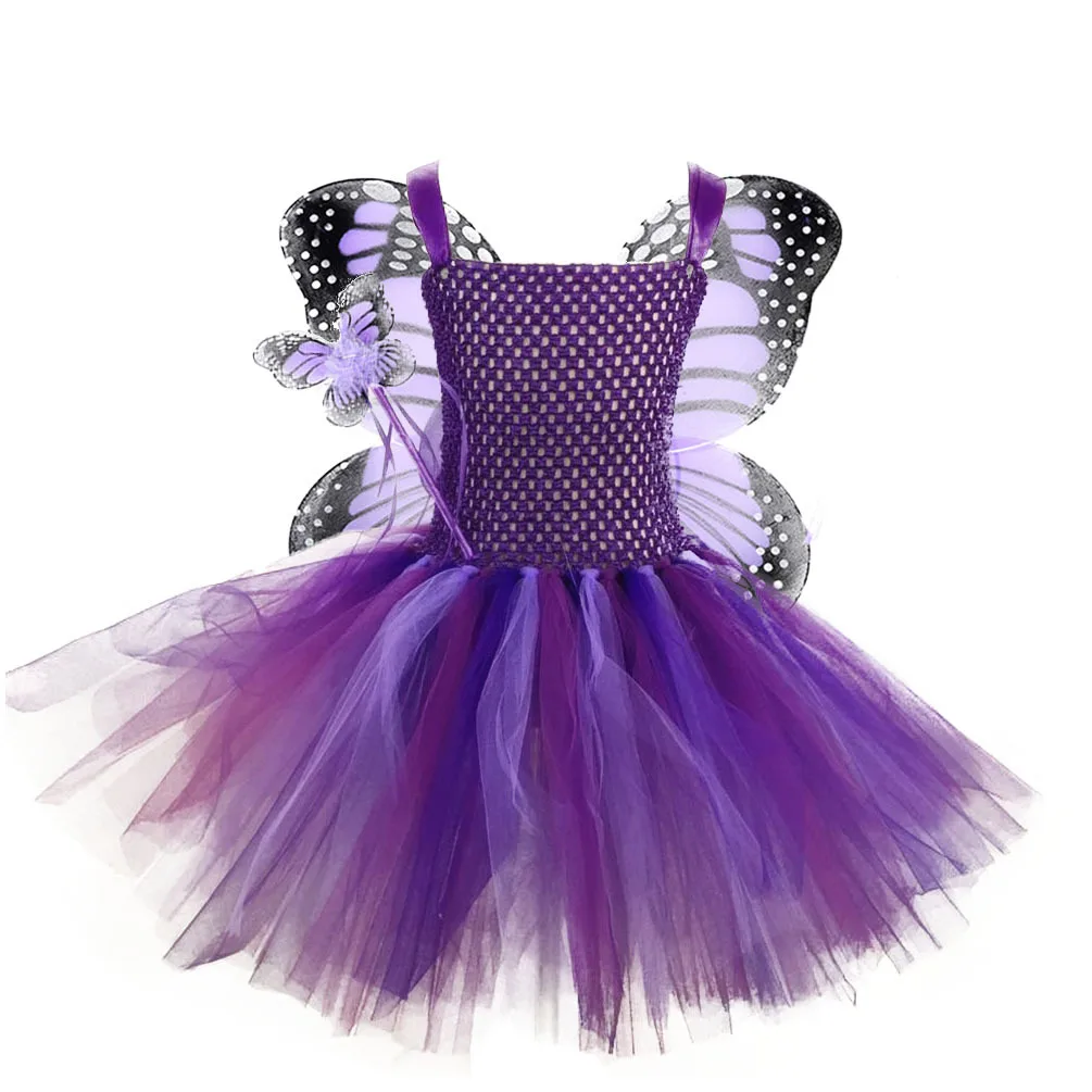 1 Set Butterfly Girls Tutu Dress Purple 