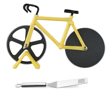 

2 Pcs Kitchen Accessories: 1 Pcs Bike Roller Pizza Chopper Slicer & 1 Pcs Cake Shovel Round Cake Shovel