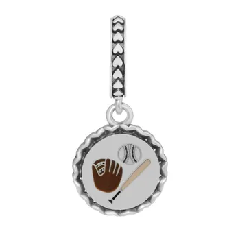 

Baseball Home Run Sign Charms For Jewelry Making Women Color Enamel 925 Sterling Silver Pendant Sports Charm Beads for Bracelets