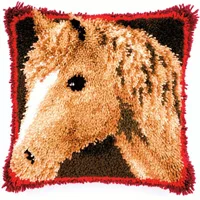 Небесно-голубой Horse-Cushion-Latch-Hook-Kit-Pillow-Mat-DIY-Craft-Flower-42CM-42CM-Cross-Stitch-Needlework-Crocheting - Цвет: Небесно-голубой