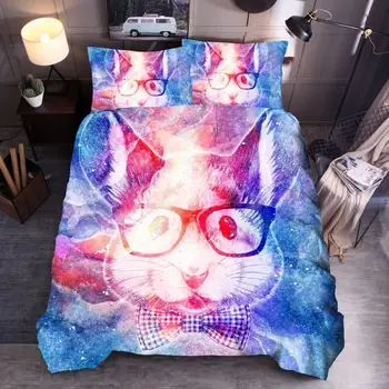 

40 3D Cat Printed Bedding Set King Queen Duvet Cover Set Comforter Set Bedding Bed ADA01#