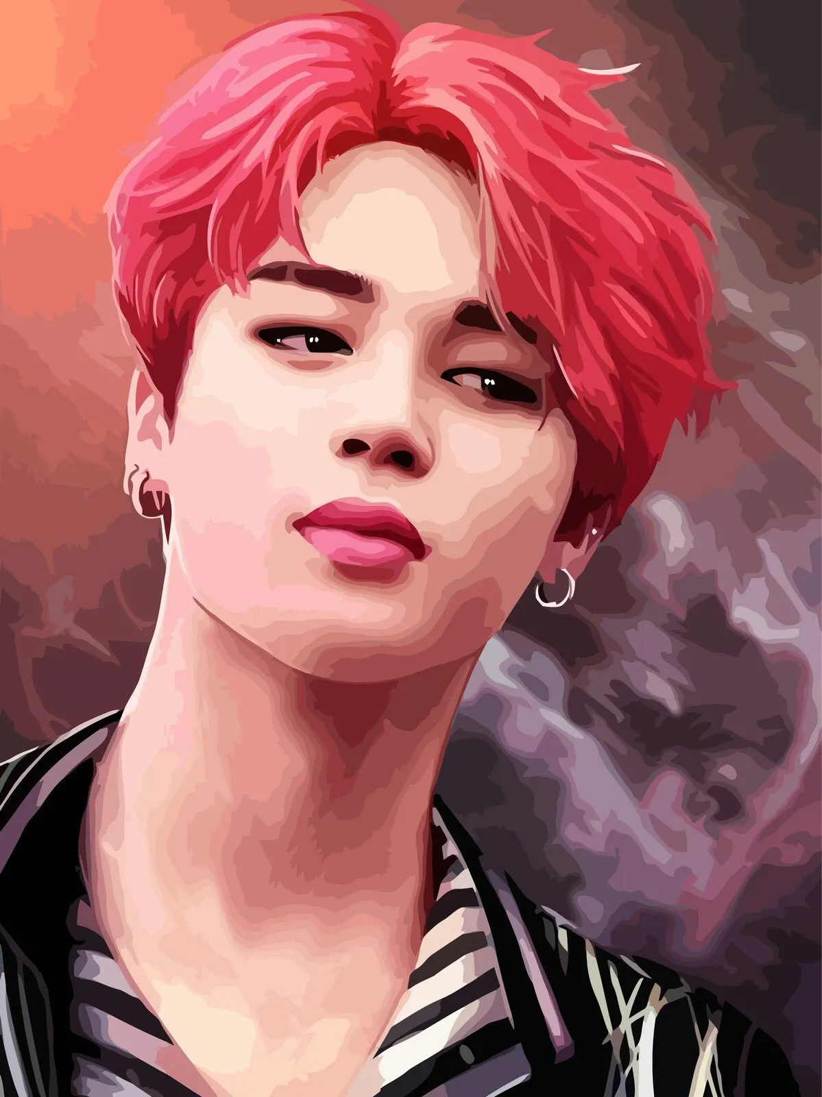Картина по номерам на холсте набор для рисования kpop bts Jimin Пак Чимин - 2328 30X40 | Дом и