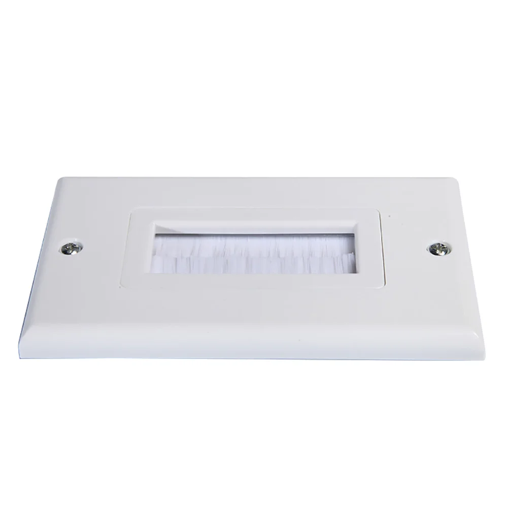 Insert Cover Panel Durable White Anti Dust Cable Pass Through ABS Home Easy Install Single Gang Wall Socket Brush Plate