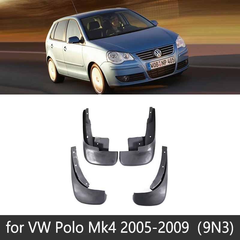 Для Volkswagen VW Polo Mk4 MK5 9N3 6C 6R 2005~ крыло брызговики Всплеск клапаном аксессуары для брызговиков 2006 2010 - Название цвета: 2005-2009 9N3