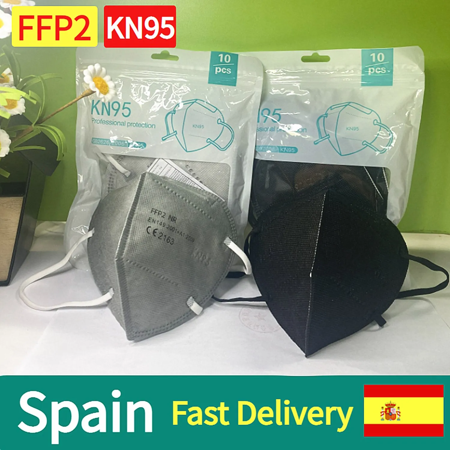 Mascarilla KN95 FFP2 transpirable ffp3 antipolvo, 5 capas, color rosa y amarillo, FPP2, reutilizable