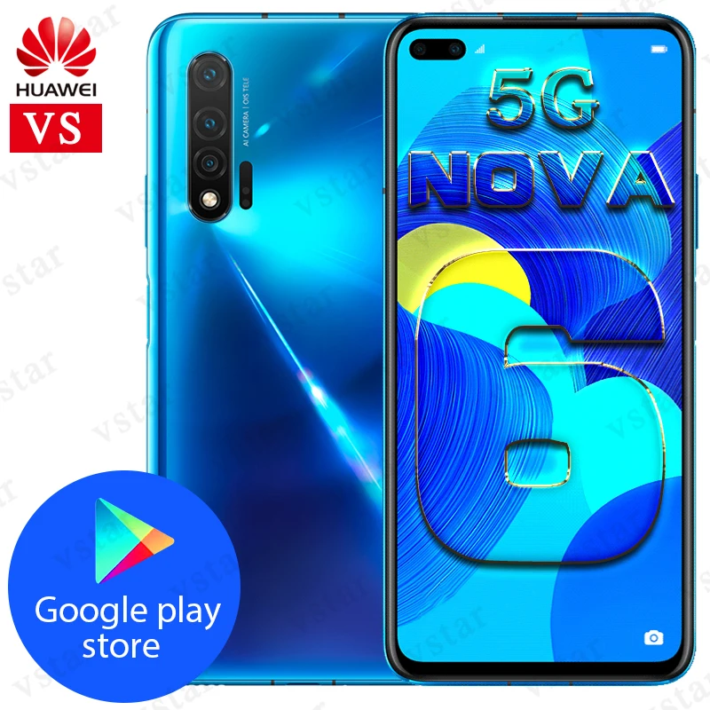 Смартфон HUAWEI Nova 6 5G версии 6,57 дюймов Kirin 990 Balong 5000 Восьмиядерный Android 10,0 разблокировка лица NFC Google Play