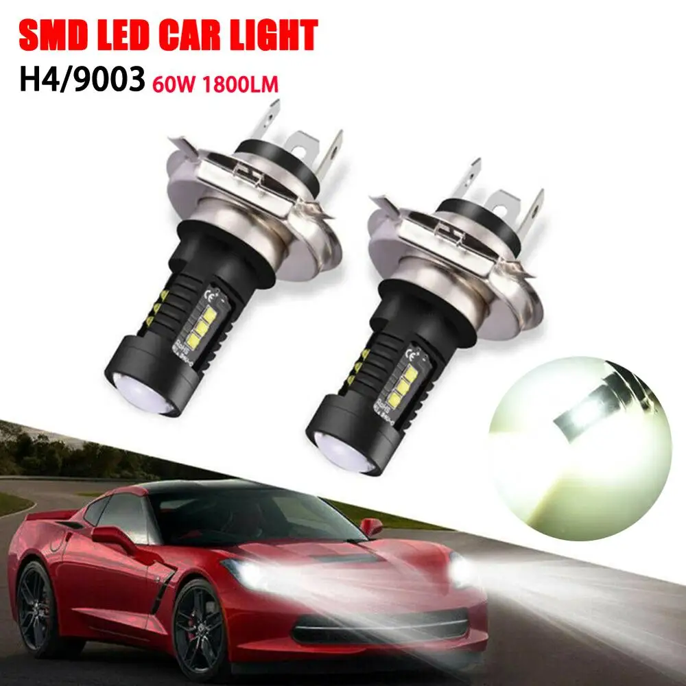 

2Pcs H4 9003 60W 1800LM 6000K Car COB LED Conversion Headlight Bulb Hi/Lo Beam