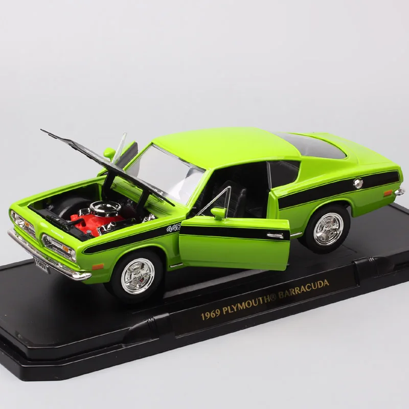 1:18 дорожный знак Плимут барракудэ Ретро Diecasts& игрушечный Транспорт модель Авто машинки Большие весы детский подарок миниатюрный 1969 зеленый