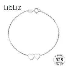 LicLiz 925 пробы серебряный милый браслет с сердцем для женщин модные вечерние ювелирные изделия для свиданий Pulseira Feminina модные браслеты LB0121