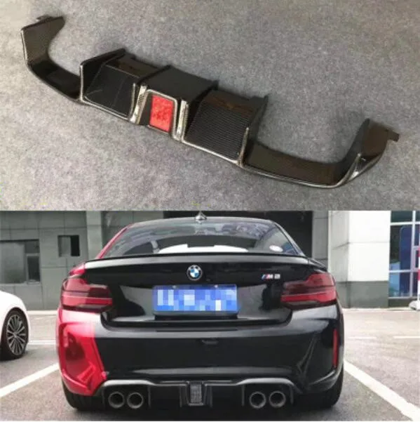 

M2 F87 Carbon Fiber Car Rear Bumper Lip Spoiler Diffuser Rear Lip For BMW F87 M2 2015 2016 2017 2018 2019 (With Lamp)