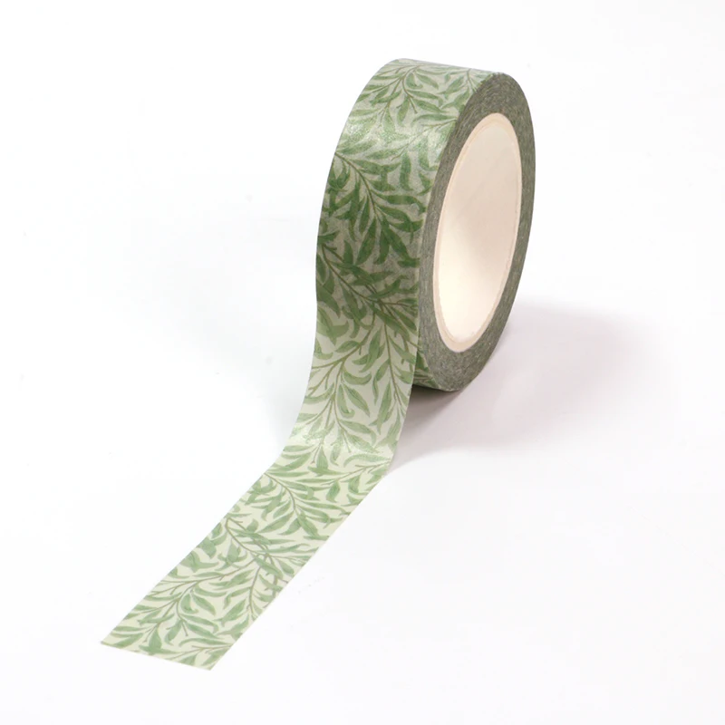 1PC 15MM*10M NEW Arrival Spring Green Leaves Decorative Washi Tape DIY Scrapbooking Masking Tape School Office Supply