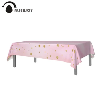 

Allenjoy Pastel Watercolor Tablecloths Glitter Golden Dot Baby Shower Birthday Pink Home Textile Waterproof Party Event Decor