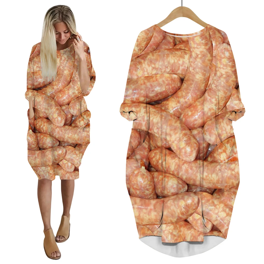 CLOOCLPopularGourmetSausageDress3DPrintFashionFunnyDresswith