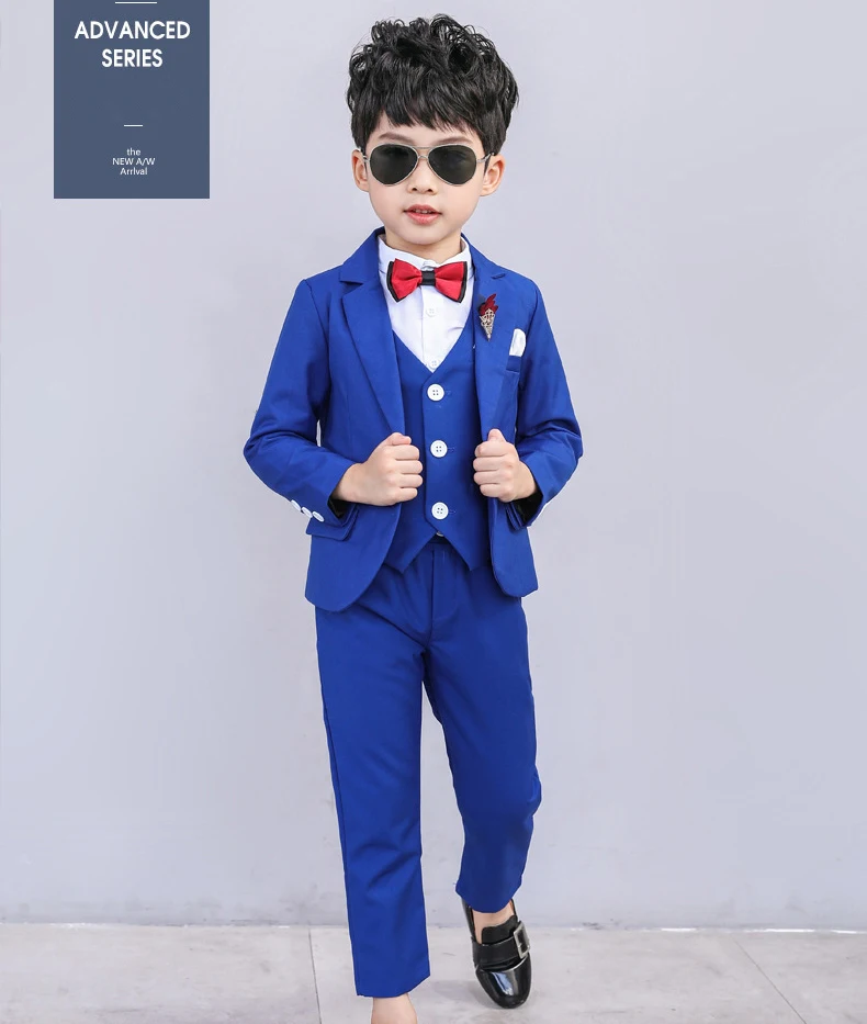 Dollplus/детский Свадебный костюм для мальчиков, детский Блейзер деловой костюм детский комплект одежды на день рождения, пиджак+ жилет+ штаны, комплекты из 3 предметов