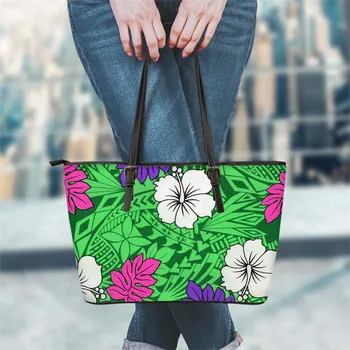 

FORUDESIGNS Fashion Trend Women Totes Bag Hawaii Hibiscus Flower With Polynesian Printing Female Party Luxury Handbag Sac Mujer