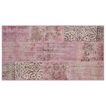 

Handmade Pink Vintage Overdyed Patchwork Area Rug 080x150 Cm-2'7''X4'11''