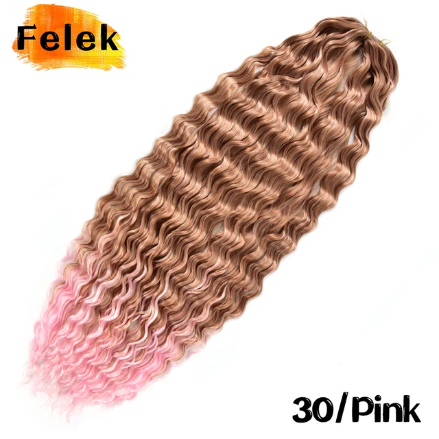 22-30inch Deep Wave Twist Crochet Hair Natural Synthetic Afro Curls Crochet Braids Ombre Braiding Hair  Extensions For Women 30-pink