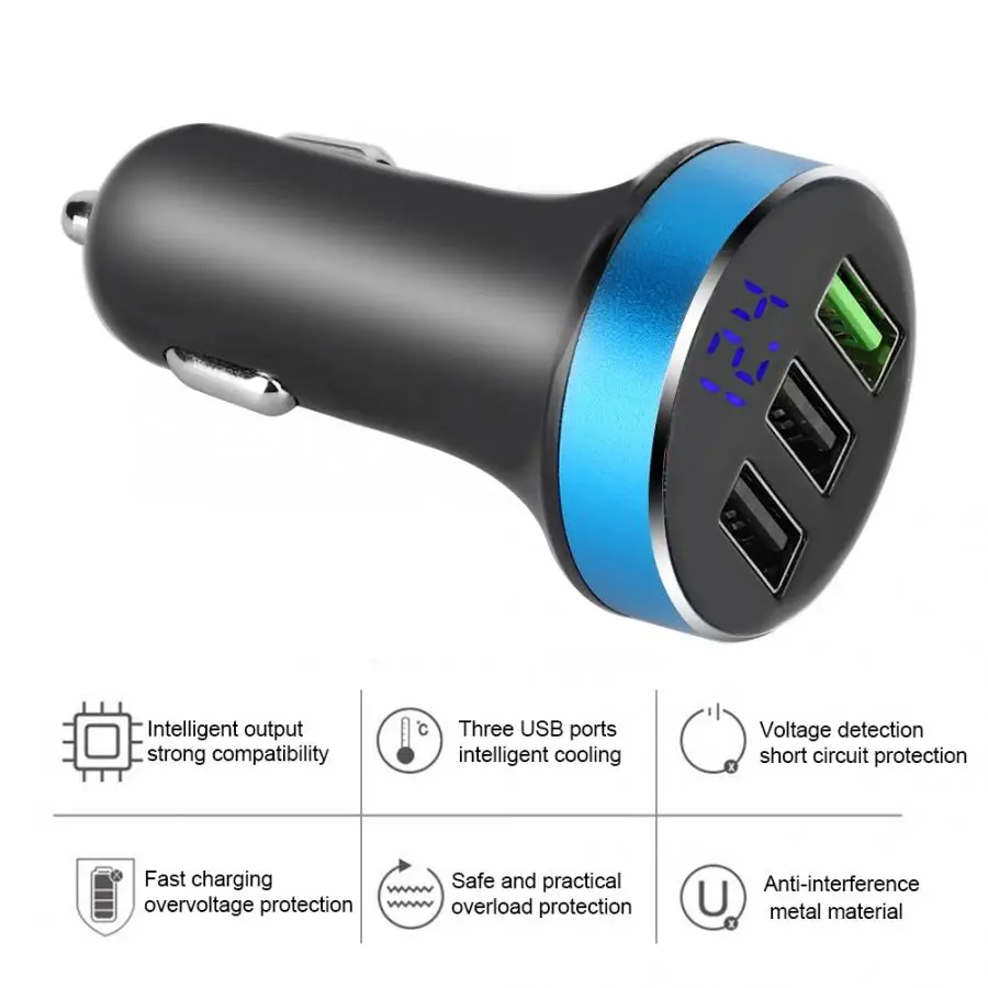 Разъемы для адаптеров портативный 3 USB порт автомобильное зарядное устройство Быстрая зарядка мобильный телефон дорожный адаптер авто аксессуары