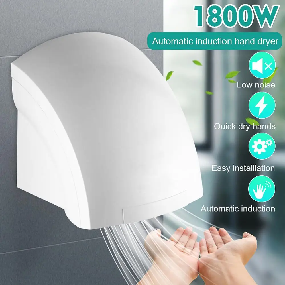 

AUGIENB Hand Dryer 1800W Hot and Cold Smart Automatic Sensor Hand Dryer Bathroom Toilet Hotel Commercial High Power Low Nois