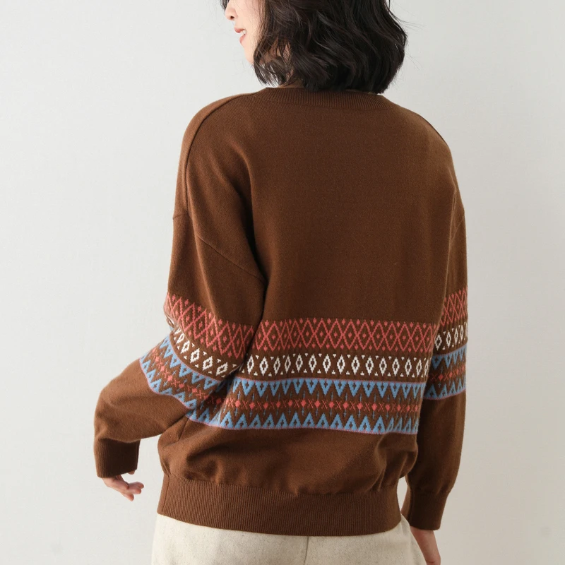 Winter new retro jacquard cashmere sweater female