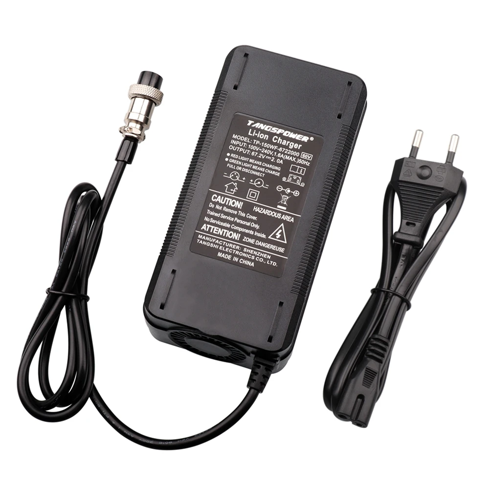 Carregador de Bateria de Lítio Tangspower para Bicicleta Carregador para E-bike Pacote de Bateria de Íon-lítio Carrinho de Mão com Ventilador Elétrica 67.2v 2a 16s 60v - Image 2