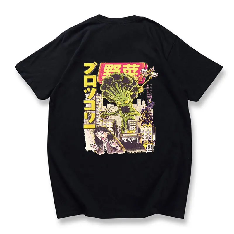 Men Hip Hop T Shirt Japanese Harajuku Cartoon Monster T-Shirt Streetwear Summer Tops Tees Cotton shirt | Мужская одежда