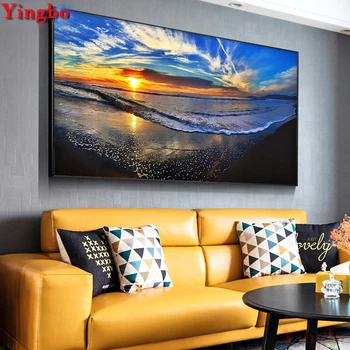 

DIY 5D Full Square/Round Diamond Embroidery Beach Sunrise Landscape Diamond Painting Cross Stitch Mosaic Picture Of Rhinestones