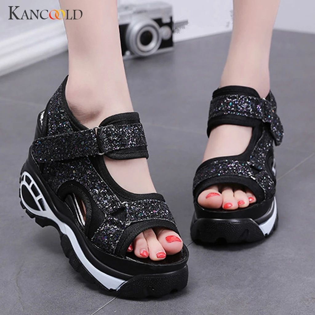 

KANCOOLD Sexy Open-toed Women Sport Sandals Wedge Hollow Out Women Sandals Outdoor Platform Women Beach Summer Shoes 2020 New