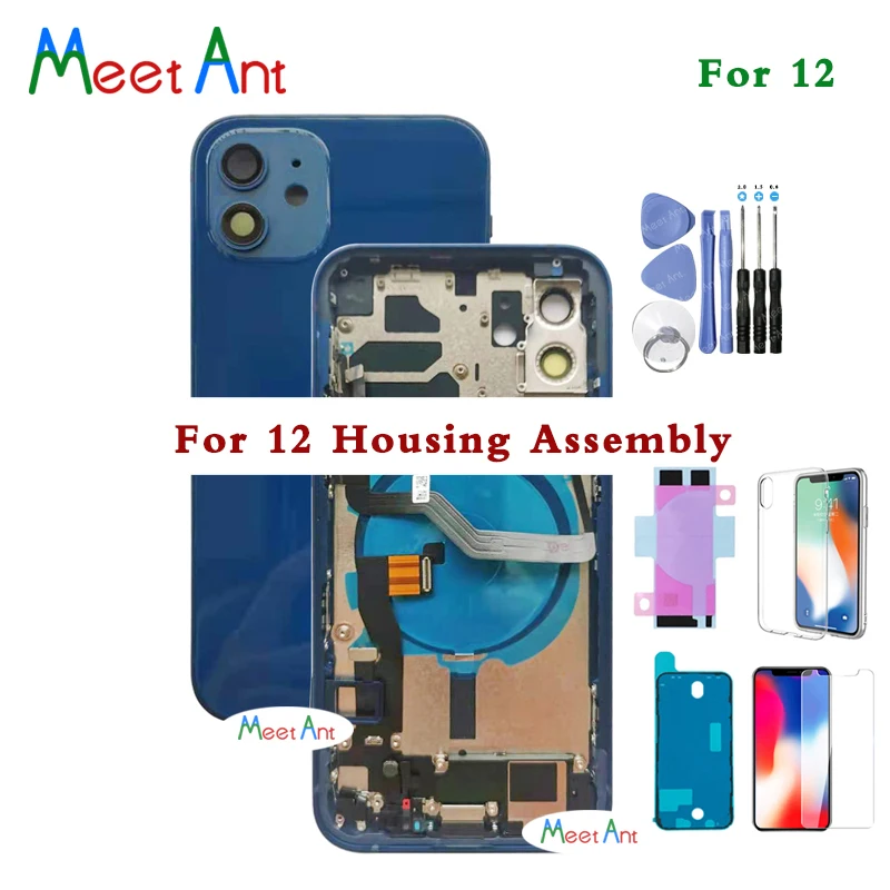 Полная задняя крышка для iphone 12 Pro Max / mini Корпус батарейный отсек средняя рамка
