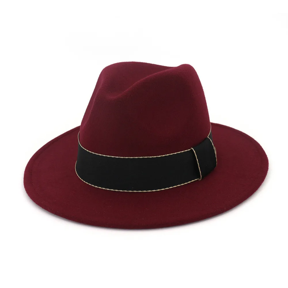 

2020 women's new wool ribbon flat eaves simple solid color jazz hat