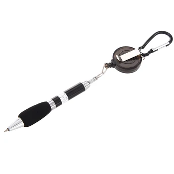 

HOT-Black Retractable Badge Reel Pen Belt Clip and Carabiner