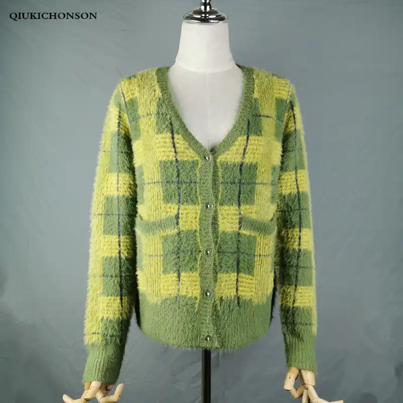 fuzzy green cardigan