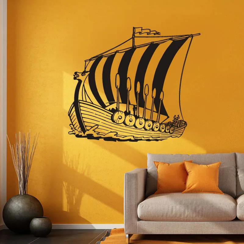 Vinyl Wall Art Decal - Pirate Ship Viking- Cool Boy
