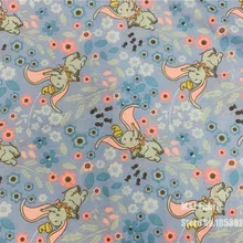 50X180 м цветочный Dumbo вязаный хлопок ткань мультфильм печати лоскутное DIY Детская одежда материал шитье футболка простыни