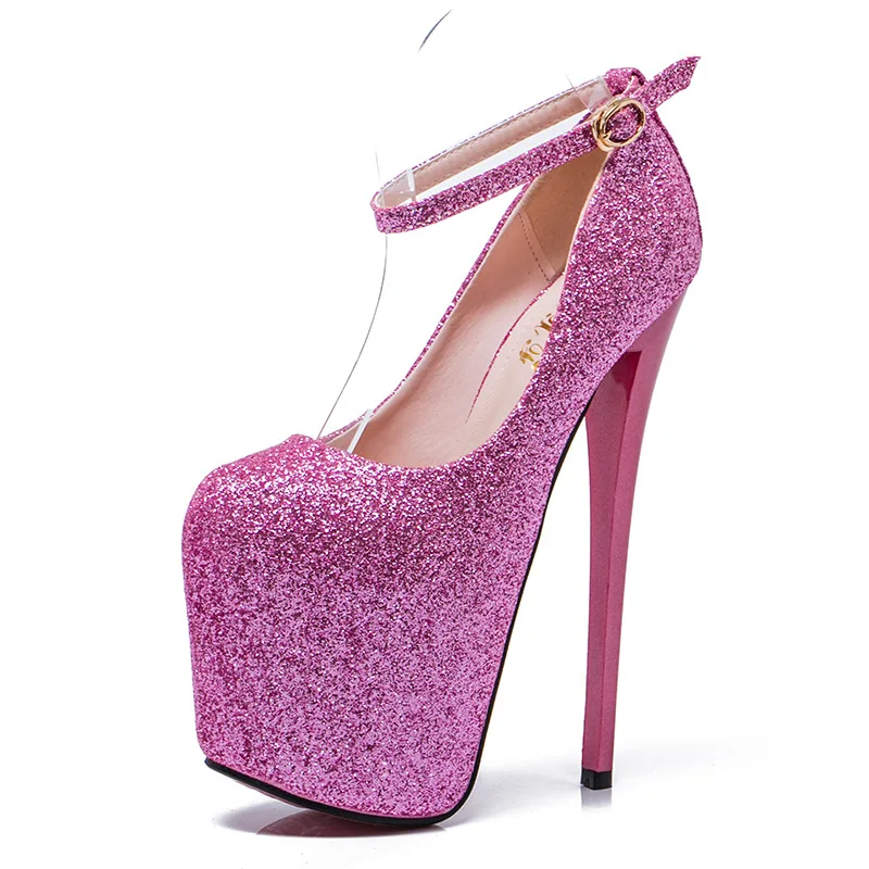 Ltart/женские туфли-лодочки пикантная женская обувь для ночного клуба на очень высоком каблуке 20 см обувь больших размеров 34-43 MJL-6678-6 на платформе и каблуке - Цвет: Розовый
