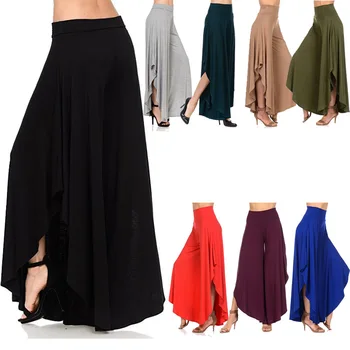 

Women Pants Irregular Ruffled Pant High Waist Lace Up Trousers Female Casual Loose Wide Leg Pants F169