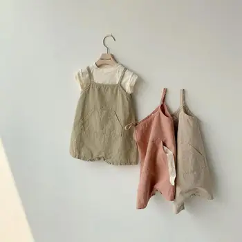 

Fashion Baby Girls Boys Overalls Cute Summer Solid Color Suspender Jumpsuit Infant Kids Soft Cotton Rompers Clothes
