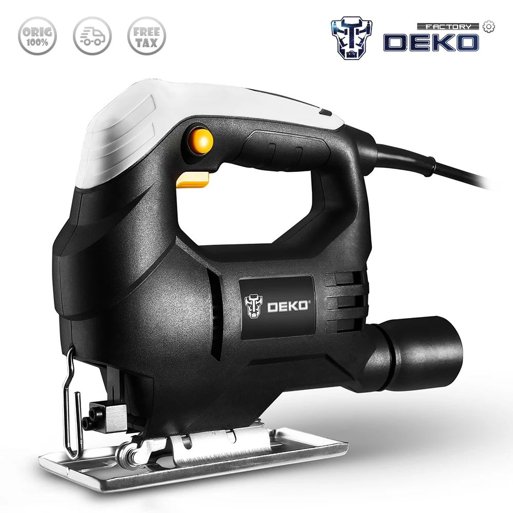 

DEKO 350W Jig Saw Convenient Continuous Mode Electric Saw with 1pc Blade, Allen Wrench 2pcs Carbon Brushes Jigsaw Power Tools