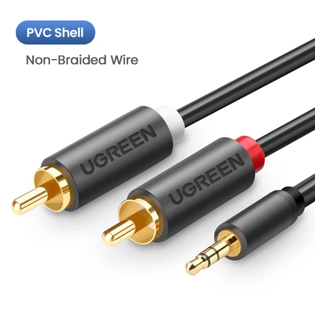 UGREEN RCA Cable HiFi Stereo 2RCA to 3.5mm Audio Cable AUX RCA Jack 3.5 Y Splitter for Amplifiers Audio Home Theater Cable RCA PVC Shell