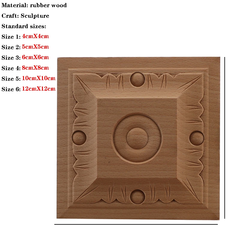 European Decal Square Solid Round Door Heart Flower Furniture Decoration Accessories Carved Walls Wood Applique Onlay RUNBAZEF ornament crafts