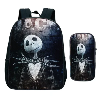 

The Nightmare Before Christmas 2pcs/set Backpack pen bag 3D Printing Backpack Children School Bags Multifunctional Travel Bags