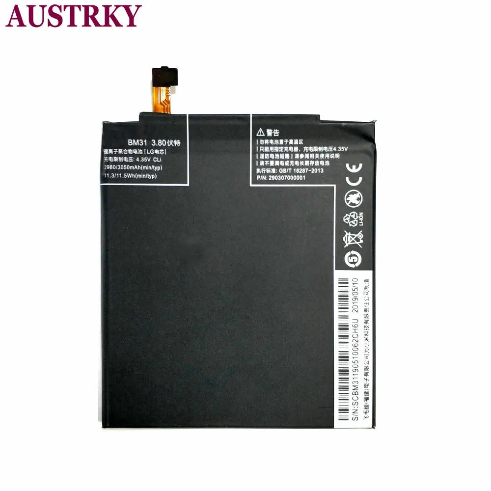 BM31 Battery For Xiaomi Mi3 Bateria Mi 3 Original Replacement 3050mAh High Capacity Phone Li-ion Batteries | Мобильные телефоны и