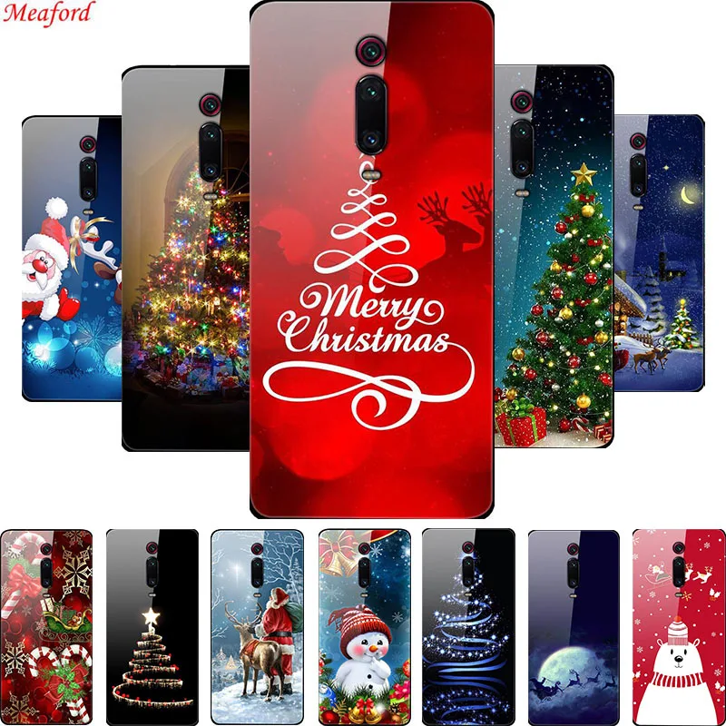 Чехол из закаленного стекла для Xiaomi Mi 9T Redmi Note 7 8T 9S 9 Pro 8 чехол с рождественским