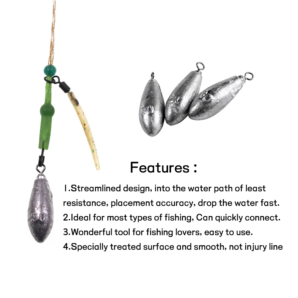 Jigeecarp 2pcs Drop Water Sinkers Quick Sinking Swivels Fishing Leader  Weight Fisihing Lures Weight 15-50g Fishing Accessory