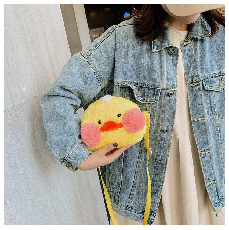 

Small Bag 2019 New Style Korean-style Autumn And Winter Plush Cartoon Small Yellow Duck WOMEN'S Bag Furry Crossbody Bag