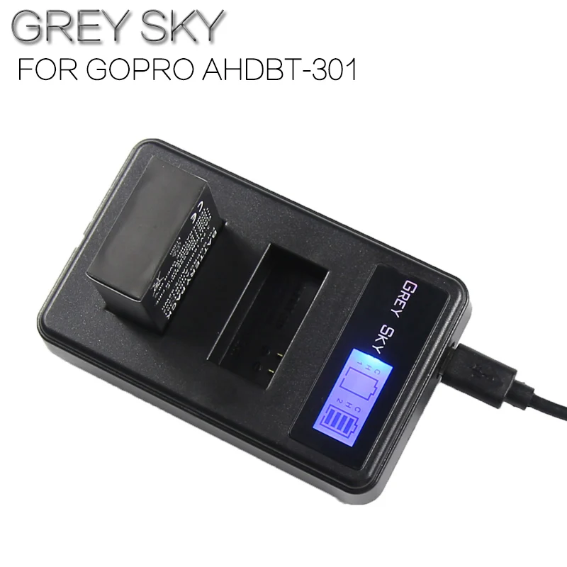 GoPro hero 3 hero 3+ hero 3 hero 3+ батарея+ ЖК двойное зарядное устройство для go pro AHDBT-301 аксессуары для экшн-камеры