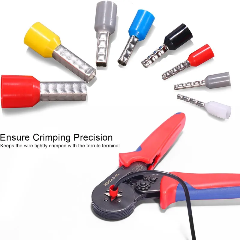 Tubular Terminal Crimper HSC8 6-4A 0.25-10mm 23-7AWG Electrical Crimping  Pliers Hand Tools Set With Wire Terminals Connectors