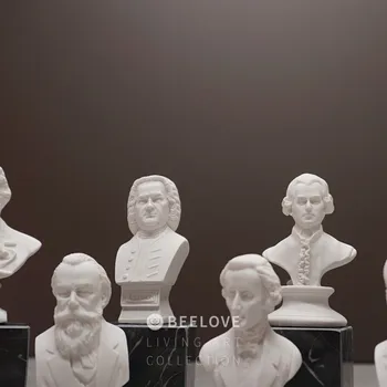 

Sales 8Pcs/set Bach Mozart Tchaikovsky Beethoven Chopin Statue Art Resin Craft Bust Mini Musician Figurine Home Decoration R405